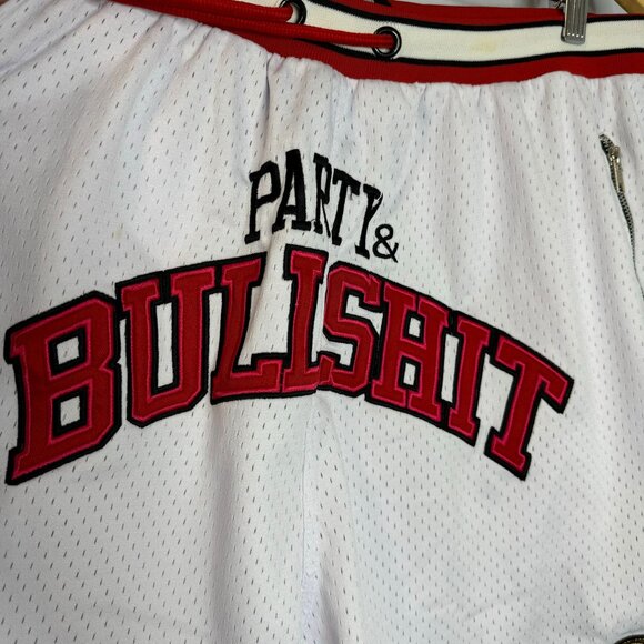 SNKR HEAD Cut & Sew Party & Bullsh*t White Zipper Pocket Shorts - Picture 7 of 9